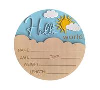 Wood Round Birth Announcement Sign with Baby Name and Date Wooden Souvenir for Newborn Photo Props Home Decoration Baby Shower Wood Sign