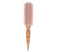 Wood Round Hair Brush Professional Aluminum Tube Nylon Bristles Wooden Handle Styling Comb for Salon Barber Shop