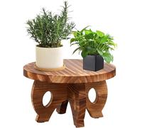 Wood Round Shape Planting Pedestal Stand Sturdy Planter Stand Plant Rack Wooden Stool Multipurpose Garden Plant Pot Display Shelf Decorative Small Wooden Stool for Indoor Outdoor Home Decor(brown)