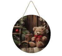 Wood Rounds Plaques for Crafts, Wood Ornaments Home Decor Painting 8 Inch | Xmas Tree Branch Bear Doll Wooden Hanging Signs with Holes, Wooden Discs for Door Hanger Sign, Holiday Decor