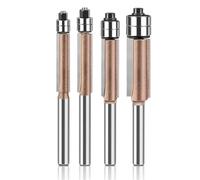 Wood Router Bit Set 1PC 6mm 1/4in Shank Double Bearing Flush Trim Bit Router Professional Woodworking Milling Cutter for Wood Face Mill(4Pcs 6.35mm Shank)