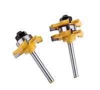Wood Router Bit Set 2 PCS 6/8mm Shank Wood Milling Cutter Router Bit Set Tongue Groove Joint Assembly T-Slot Woodworking(1-2 inch Shank)