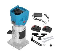 Wood Router Electric Trimmer and Palm Trimming Machine Kit, 1800W Tool for Woodworking Carving and Slotting, AC 80-240V, 30000 RPM No Load Speed, Transparent Base, and 5 (GB Plug 1500w 5 Batteries)