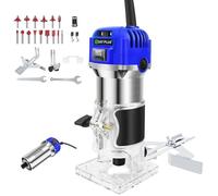 Wood Router Trimmer, 6 Variable Speeds Wood Trimmer Set 800W - 27000 RPM Brushless Motor Hand Palm Router with 15pcs 1/4" Shank Router Bits for Woodworking