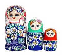 Wood Russian Nesting Dolls - 7 Pieces Daisy Pattern, Desk Decoration Interactive Stacking, Toys Kids Teens Collectors Educators | Kids Teens Collectors Educators Birthday Holiday Party Favor Office Pl