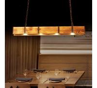 Wood Rustic LED Pendant Light Dining Table Lights Retro Height Adjustable Chandelier Creative Loft Industrial Vintage Droplight Office Bar Hanging Lamp Lighting