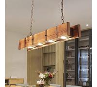 Wood Rustic Pendant Lamp LED Hanging Lamp Retro Dining Table Ceiling Lighting Retro Height Adjustable Chandeliers Industrial Vintage Suspension Office Cafe Bar Creative Kitchen Ceiling Light 100cm