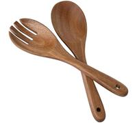 Wood Salad Servers, 12-inch Salad Spoon and Fork Serving Set, Set of 2 Wood Salad Serving Set, Wood Salad Tongs Salad Serving Tossing Utensils for Kitchen Stirring Mixing and Cooking