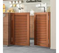 Wood Saloon Swinging Doors with Hinges Hardware Entrance Partition for Hallway Kitchen Doorway Bar Porch, Auto Close(Brown,112x81cm/44x32in)