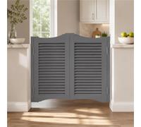 Wood Saloon Swinging Doors with Hinges, Two-Way Swinging Saloon Doors | 36 In High Panels Fit 28-56 In Openings, Water-based Finish And Self-return Hinges For Kitchens And Cafes(Gray,30"/76cm)