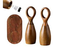Wood Salt and Pepper Grinder Set, Manual Refillable Pepper Grinder, Refillable Ceramic Core Salt and Mill with Adjustable Coarseness for Home Kitchen Outdoor Cooking
