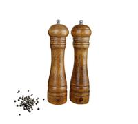 Wood Salt and Pepper Mill Set,Adjustable Ceramic Grinders, Oak Wood Shakers for Kitchen Shakers with Ceramic Core- 8 Inches -Pack of 2