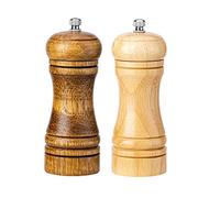 Wood Salt and Pepper Mills Grinder Refillable Salt & Peppercorn Shakers with Coarseness Adjustable Ceramic Rotor Suitable for Picnic, Dinner, Parties, BBQ (Color : 5 inch Set B)