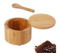 Wood Salt Box,Condiment Cellar with Spoon - Large Capacity Condiment Pot Wood Salt Box with Spoon for Dry Goods, and Coffee Beans Storage