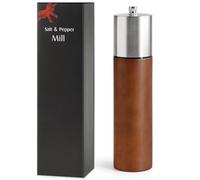 Wood Salt Mill Pepper Shaker, Adjustable Manual Ceramic Grinder, Pepper Mill for Coarse to Fine Grinding, Rust-Proof for Salt & Pepper, Compact Tabletop Tool for Home Chef or Gift
