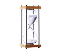 Wood Sand Timer, Hourglass Sand Timer 30 Minute Multicolor 25x9.5x9.5 Centimeter Glass And Wood Decoration(White)