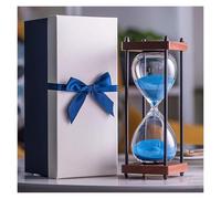 Wood Sand Timer, Hourglass Sand Timer 30 Minutes High Borosilicate Glass Decoration Multicolor(Blu)