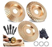 Wood Sanding Discs for Angle Grinder, 3 Pcs Carving Disc Set, Heavy Duty Wood Carving Disc, Tungsten Carbide Grinding Wheel Wood Carving for Wood Cutting, Grinding & Shaping (16mm-3PC-A)
