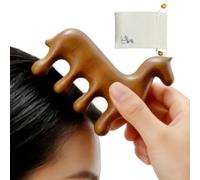 Wood Scalp Massage Comb - Portable Meridian Instrument 9.5 x 9 cm, Ergonomic Design Lightweight 80 G | Includes Storage Bag and Graph Accessory, Accessory