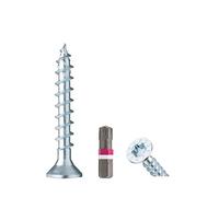 Wood Screw ASSY CSMP Steel Galvanised 6 x 30 Full Thread Countersunk Head RW Pack of 250 with Bit