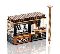LEDSone 4x80mm wood screws pack of 200 Multipurpose Advanced Wood screw,Self-Tapping Self Countersinking Ultra sharp