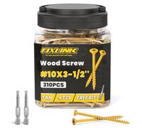 Wood Screws 3-1/2 Inch, FIXLINK Deck Screws #10 x 3-1/2", 310 PCS, T25 Star Bit Above 1500 Hour Salt Spray Coating Outdoor Decking Screws for Wood Fence, Tan