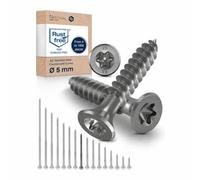 Wood Screws 5x60 mm Stainless Steel 304 Torx Countersunk Head Partial Thread Chipboard Screws Pack of 50 NietFullThings