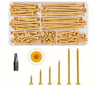 Wood Screws Assortment, 120 pcs Various Sizes Self Tapping Screws For Wood, Star Drive, Rust Resistant, Epoxy Coated, with T25 Star Bit Ideal for Furniture Assembly and Repairs
