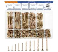 Wood Screws Assortment, 830Pcs M5-M3 80-16MM Extra Strong Large Zinc Plated Screw Set, Assorted Screws For Wood Fences, Doors, Floorboard Etc. - with Screw Box Organiser