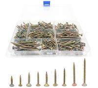 Wood Screws, Color Zinc Self M4 M3.5 M3 Tapping Assortment Screw Set Mixed Box, 40mm 30mm Countersunk Assorted For Wood Furniture Repairs(360Pcs)
