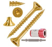 Wood Screws Yellow #4 × 3/4 inch Torx Star Drive Deck Screws Flat Head M3 × 20 Countersunk T10 Self Tapping Thread Cut 1100pcs Carbon Steel Galvanized (1100PCS/Big Box Yellow)