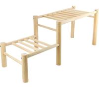 Wood Secure Reusable Chicken Perch - 1 Unit Coop Toys | High Strength Poult | Sanded hardwood, 63x27x23cm, 2-tier platform, slot-based adjustable assembly.