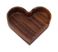 Wood Serving Tray, 14.5cm Heart Shaped Walnut Wooden Fruit Plate, Small Decorative Serving Platter for Snack Breakfast Coffee Tea Appetizer