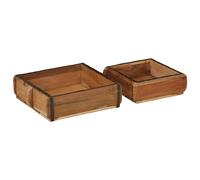 Wood Serving Tray 2pcs Brown Solid Reclaimed Wood Matte 31x29x10cm 2pc Tray Set
