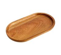 Wood Serving Tray - 8 Inch Wooden Oval Rounded Corner Serving Plate | Multi-Purpose Coffee Table Tray for Snacks, Fruits, Breakfast, Salad, Cake, Holiday, and Buffet Hosting