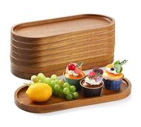 Wood Serving Trays Charcuterie Boards Oval Wooden Plates Wood Serving Platter Cheese Dinner Plates Bulk for Dessert Snack Bread Fruit Appetizer Dishes (35 x 14 cm_8 Pack)