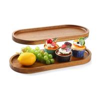 Wood Serving Trays Charcuterie Boards Oval Wooden Plates Wood Serving Platter Cheese Dinner Plates Bulk for Dessert Snack Bread Fruit Appetizer Dishes (35 x 14_2 Pack)