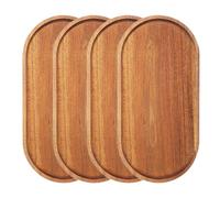 Wood Serving Trays Charcuterie Boards Oval Wooden Plates Wood Serving Platter Cheese Dinner Plates Bulk for Dessert Snack Bread Fruit Appetizer Dishes (30 x 14 cm_4 pcs)