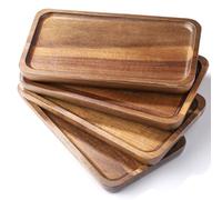 Wood Serving Trays Set of 4 Wooden Serving Platters for Home Decor, Cheese, Fruit, Vegetables, Charcuterie, Appetizer Serving Tray