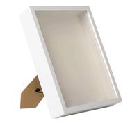 Wood Shadow Box Frame Decorative Picture Frame for Flower Awards Memorabilia white, outer 16.8x21.9x6.4cm