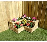 Wood-Shed Ltd 2 Tier Corner Garden Wooden Decking Planter Plant Pot - Steps Herb Flower (Right Hand Corner)