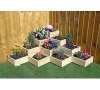 Wood-Shed Ltd 4 Tier Mountain Corner Garden Level Steps - Wooden Decking Patio Planter Trough (Natural)