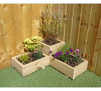 Wood-Shed Ltd Corner Garden Wooden Reverse Decking Planter Plant Pot - Steps Tiers Herb Flower Patio (Natural)