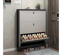 Wood Shoe Cabinet Narrow Entryway Storage nizer with Tipping Bucket Design Spacious Top Thicknesses Perfect for Home & Office (Gray 27.6IN)