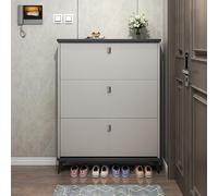 Wood Shoe Cabinet with Tipping Bucket Storage Narrow Entryway nizer Rack Spacious Thicknesses (White 31.5” Double)