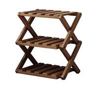 Wood Shoe Rack - Expandable Adjustable Folding Organizer, 3-Tier Wooden Shelf with Stackable Design, Natural Entryway Storage, Portable Boot Stand for Family Students Adults Home Indoor Office Study