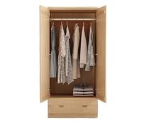 Wood Short Wardrobe Storage Cabinet with 1 Drawer, Modern Minimalist Design, Unfinished Low Floor Cabinet for Bedroom, 180x80x50cm