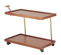 Wood Side Table, C-Shaped Rolling Cart with 2-Tier Storage, Movable Coffee Table for Living Room or Bedroom, Features Handle for Easy Transport