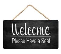 Wood Sign Crafts for House Funny - Rustic Door Hanging Plaques with Welcome Please Have A Seat Wooden Everyday Business Signs Rustic Coffee Bar Accessories Art Decor Signs 6x12 inch