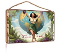 Wood Sign Decor Adani Al San'D: Celebrating Italian Heritage With Grapes Around T Wooded Sign Country Decorations For Home Bathroom Wall Art(15X28CM)